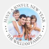 Modernes Foto für Frieden und Liebe Neujahr Runder Aufkleber (Vorderseite)