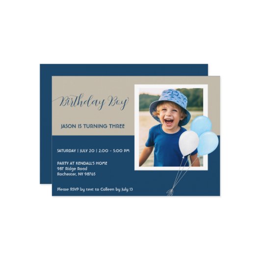 Modernes Foto für Geburtstagsparty Einladung (Vorderseite/Rückseite Beispiel)