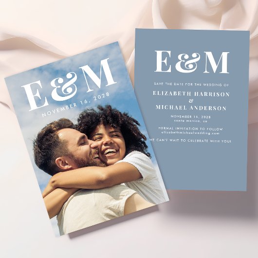 Modernes Foto für große, fette Monogramm-Initialen Save The Date