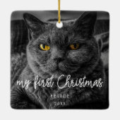 Modernes Foto für Haustiere Erster Weihnachtsurlau Keramikornament (Rückseite)