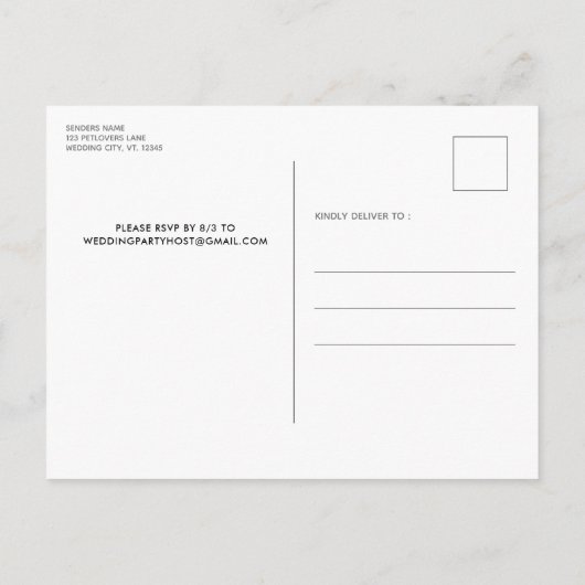 Modernes Foto für Haustiere Hochzeit Einladungspostkarte (Rückseite)