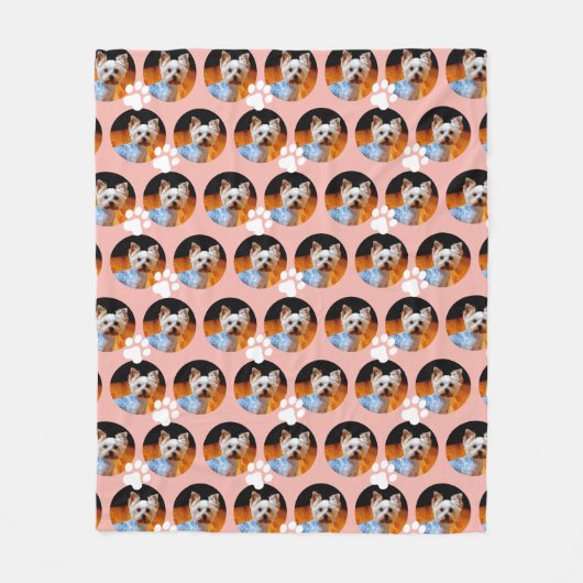 Modernes Foto für Heimtiere Rose Gold w Paw Print Fleecedecke (Vorderseite)