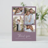 Modernes Foto für Hochzeiten dank schicker lila Einladung (Stehend Vorderseite)