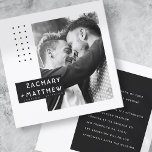 Modernes Foto für Hochzeiten Einladung<br><div class="desc">Besteht aus einfachen Sans Serif schwarz-weiß Typografie. Das Foto ist mit einem Schwarzweißfilter ausgestattet,  der die Schwarz-Weiß-Technik ergänzt und von White Paper Birch Co. exklusiv für Zazzle entworfen wurde. Abrufbar unter: http://www.zazzle.com/whitepaperbirch</div>