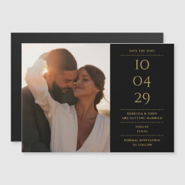 Modernes Foto für Hochzeiten in Schwarz und Gold S Magneteinladung