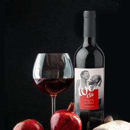 Modernes Foto für Hochzeiten mit Rot-Weiß-Pinsel Weinetikett