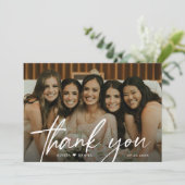 Modernes Foto für Hochzeitsfeier Dankeskarte (Stehend Vorderseite)