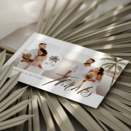 Modernes Foto für Hochzeitsfeiern in Aquarellpalme Dankeskarte