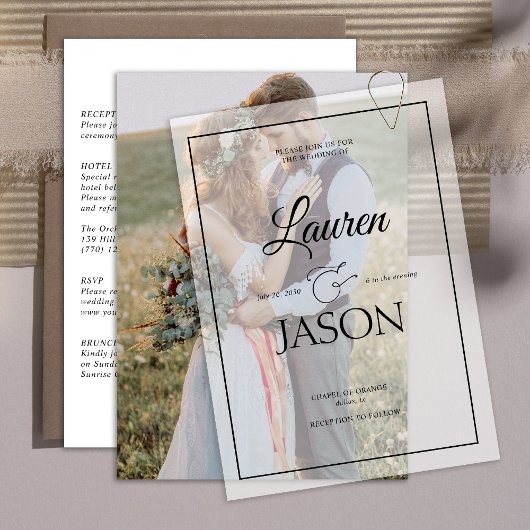 Modernes Foto für Hochzeitsfeiern mit Real Vellum Einladung