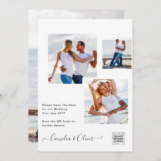 Modernes FOTO für Hochzeitsfeiern - QR Einladung (Vorne/Hinten)