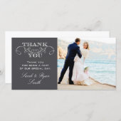 Modernes Foto für Holzkohle, grau, Hochzeit Dankeskarte (Vorne/Hinten)