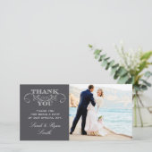 Modernes Foto für Holzkohle, grau, Hochzeit Dankeskarte (Stehend Vorderseite)