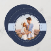 Modernes Foto für Marine und Dusty Blue Save the D Save The Date (Vorne/Hinten)