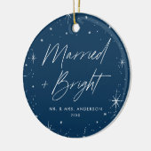 Modernes Foto für Merry und Bright Script Navy Keramik Ornament (Links)