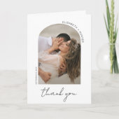 Modernes Foto für Minimalistische Bogenschrift Dankeskarte (Vorderseite)
