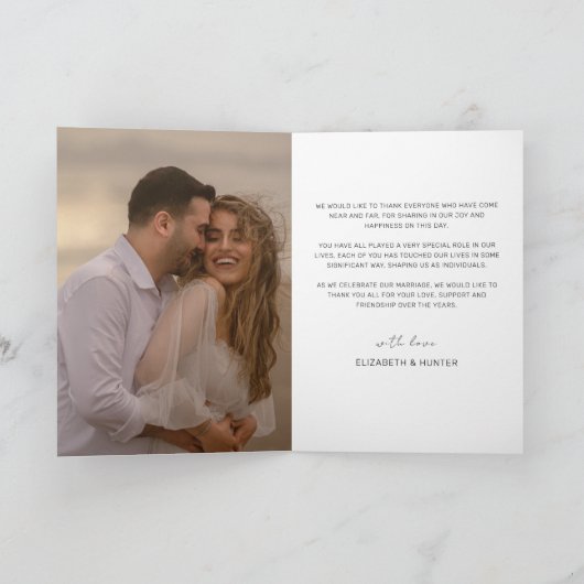 Modernes Foto für Minimalistische Bogenschrift Dankeskarte (Innenseite)