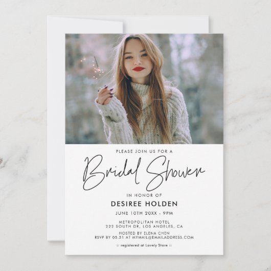 Modernes Foto für minimalistisches Brautparty Einladung (Vorderseite)