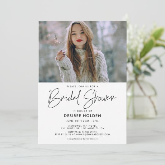 Modernes Foto für minimalistisches Brautparty Einladung (Stehend Vorderseite)