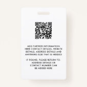 Modernes Foto für Mitarbeiter-IDs QR-Code-Abzeiche Ausweis (Rückseite)
