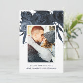 Modernes Foto für Mitternacht und Blumen Save the Date (Stehend Vorderseite)