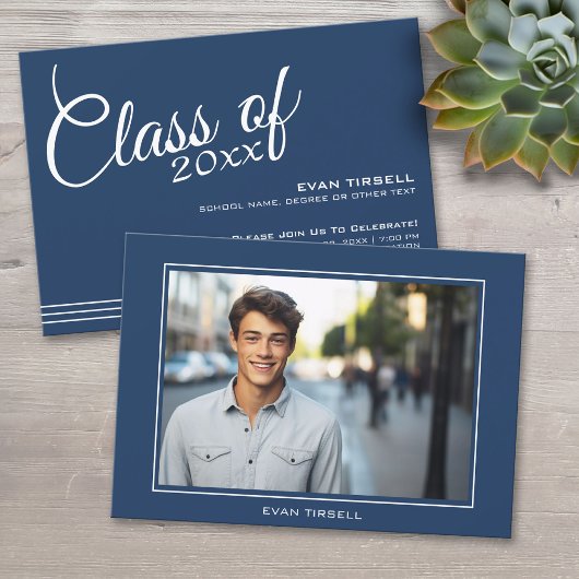 Modernes Foto für Navy Abschluss - Party Einladung