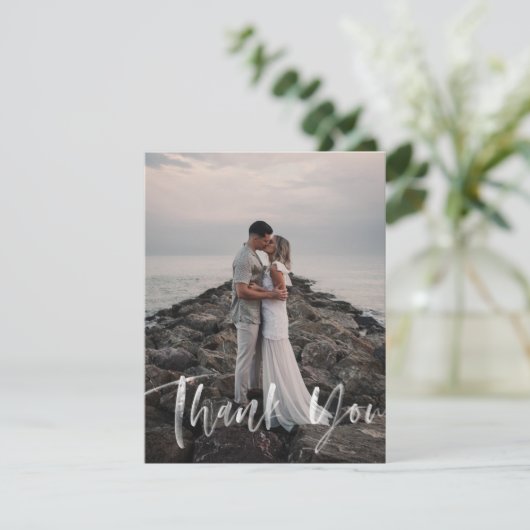 Modernes Foto für Pinselkalligrafie Dankeskarte (Stehend Vorderseite)