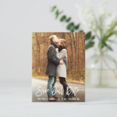 Modernes Foto für Pinselschrift Rette unser Datum Postkarte (Stehend Vorderseite)