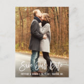 Modernes Foto für Pinselschrift Rette unser Datum Postkarte (Vorderseite)