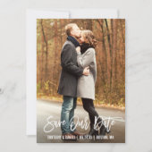 Modernes Foto für Pinselschrift Rette unsere Date  Dankeskarte (Vorderseite)