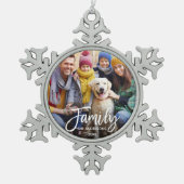 Modernes Foto für Pinselskripte Schneeflocken Zinn-Ornament (Vorderseite)