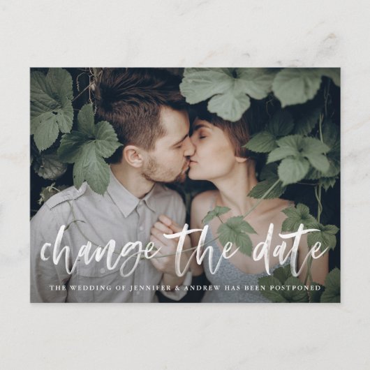 Modernes Foto für Pinselstriche ändern das Datum Ankündigungspostkarte (Vorderseite)