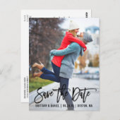 Modernes Foto für Pinselstriche Save the Date B Postkarte (Vorne/Hinten)