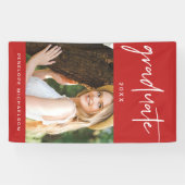 Modernes Foto für Red and White Graduate Script Banner (Horizontal)