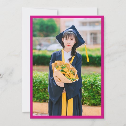 Modernes Foto für rosa und weiße Script-Abschlüsse Einladung (Rückseite)