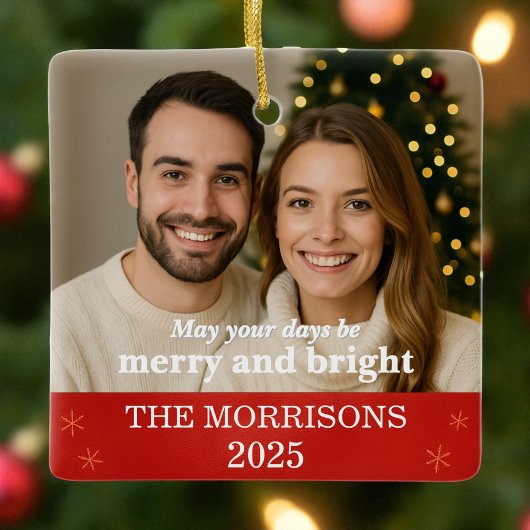 Modernes Foto für Rote und Goldschneeflocken Keramikornament