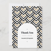 Modernes Foto für Schwarz und Gold Geometric Weddi Dankeskarte (Vorderseite)
