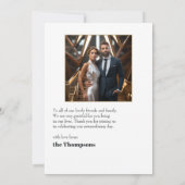 Modernes Foto für Schwarz und Gold Geometric Weddi Dankeskarte (Rückseite)