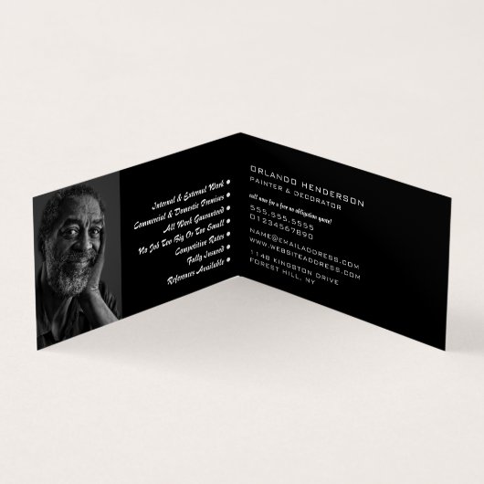 Modernes Foto für Schwarz und Weiß Visitenkarten (Innenseite)