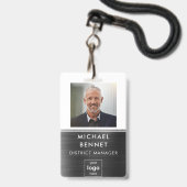 Modernes Foto für Schwarz-weiße Metallmitarbeiter- Ausweis (Front with Lanyard)