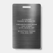 Modernes Foto für Schwarz-weiße Metallmitarbeiter- Ausweis (Back)