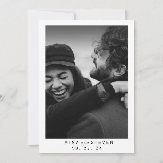 Modernes Foto für Schwarzweiß-Typografie Save The Date (Vorderseite)