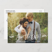 Modernes Foto für Script-Blätter in Pinselform Sav Postkarte (Vorne/Hinten)