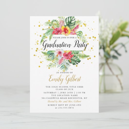 Modernes Foto für tropische Blätter aus Abschluss Einladung (Stehend Vorderseite)