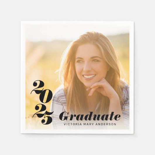 Modernes Foto für Typografie Graduate 2025 Serviette (Vorderseite)