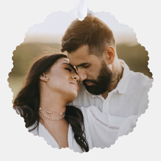 Modernes Foto für Verheiratete und helle Marine Ornament Karte (Rückseite)