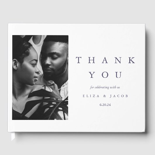 Modernes Foto für Violettypografie Gästebuch (Vorderseite)