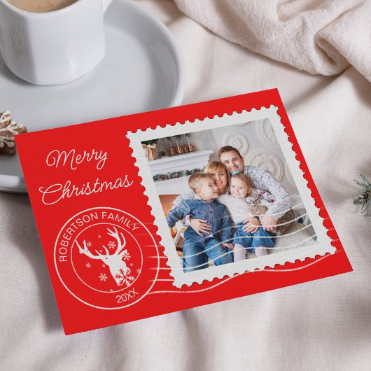 Modernes Foto für Weihnachten Briefmarke Rot