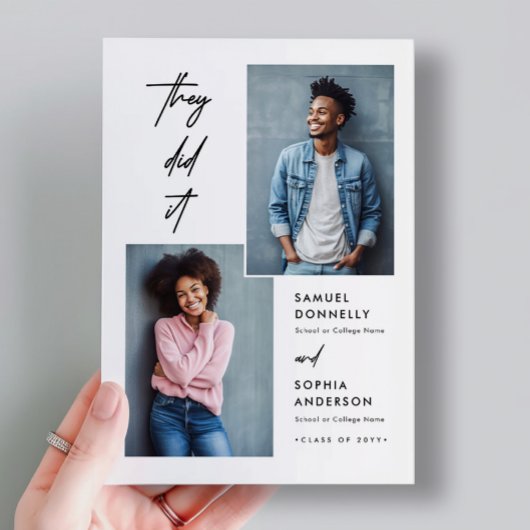 Modernes Foto für zwei Absolventen des DoppelJoint Postkarte