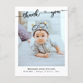 Modernes Foto Geburtsankündigung & Vielen Dank Postkarte