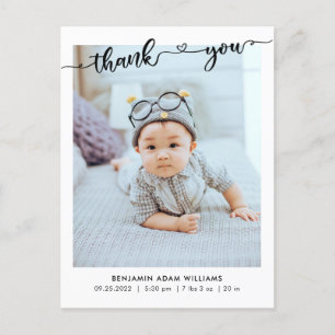 Modernes Foto Geburtsankündigung & Vielen Dank Postkarte